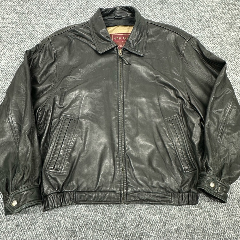Couture by J Park Black Bomber Lamb Leather Jacket • Men’s XL